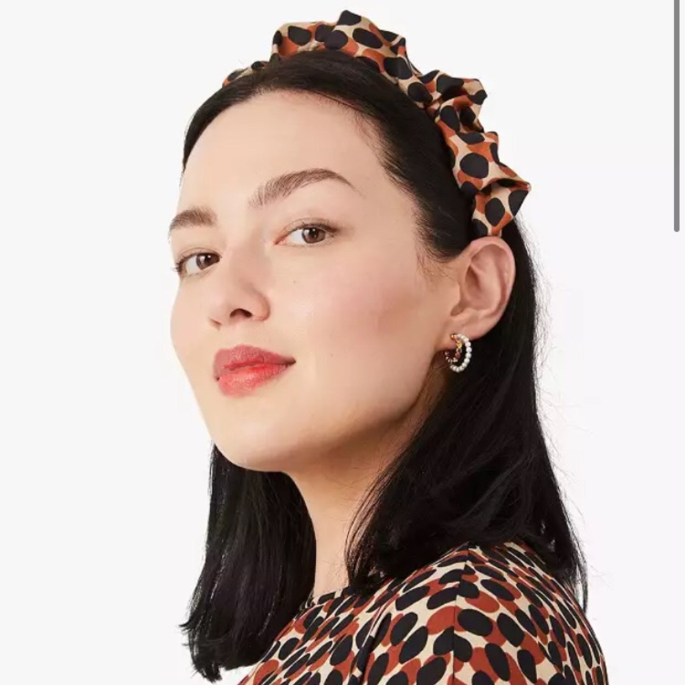 NWOT Kate Spade Dotty Leopard Ruched Headband